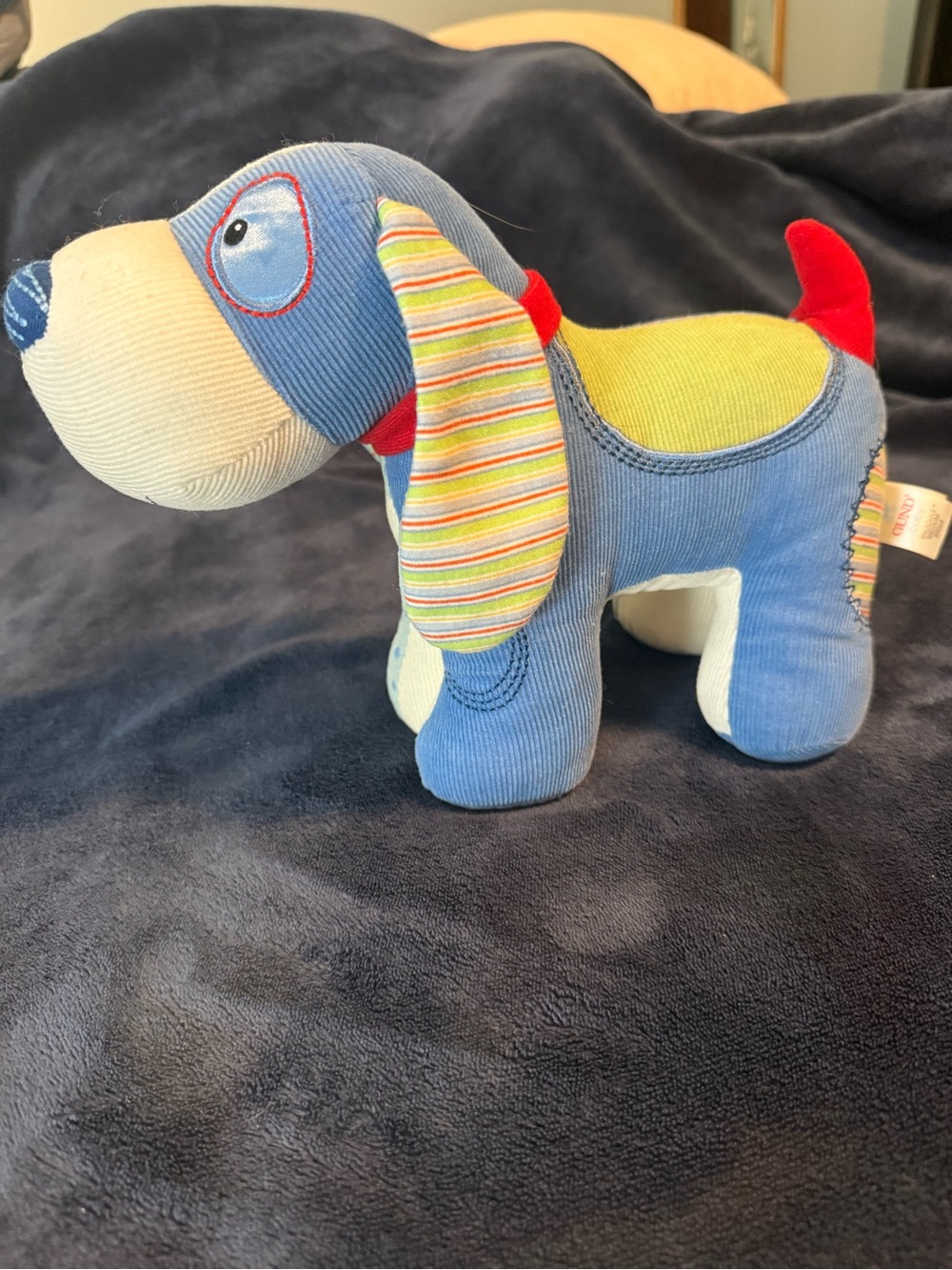 Gund Snoodle Medium Plush Dog Toy with Red Tail and Striped Ears